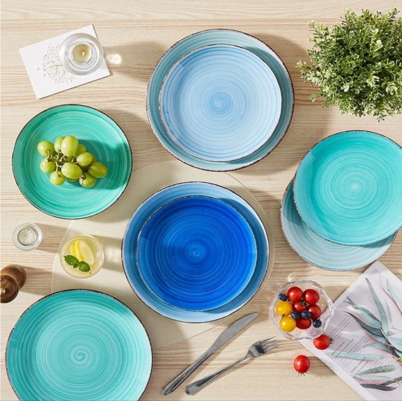 🆕Turquoise Ceramic Dinner Plates Set of 4 - Picture 5 of 15